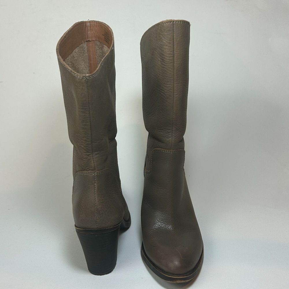 Lucky Brand Embrleigh Taupe Leather Mid Shaft Boots Booties Size 7.5 - Picture 7 of 13